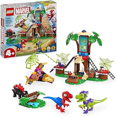 Marvel Showdown am Baumhaus: Spidey-Rex vs. Gobby-Raptor, BAU- und Spielset mit Dinos, Geschenk mit Spielzeugdinos für Jungen und Mädchen ab 4 Jahren, Spidey und Seine Super-Freunde 11200