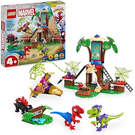 Marvel Spidey y Gobby: Batalla de Raptores en la Base de la Casa del Árbol, Dinosaurios de Juguete, Minifigura Spider Fantasma, Regalo para Niños y Niñas de 4 + Años Spidey y su Superequipo 11200