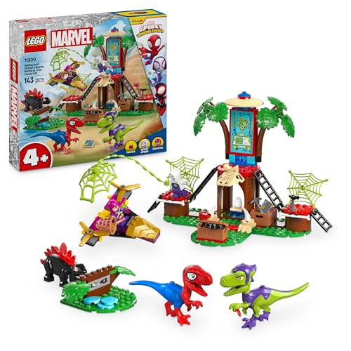 Marvel Showdown am Baumhaus: Spidey-Rex vs. Gobby-Raptor, BAU- und Spielset mit Dinos, Geschenk mit Spielzeugdinos für Jungen und Mädchen ab 4 Jahren, Spidey und Seine Super-Freunde 11200