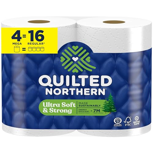 Quilted Northern Ultra Soft & Strong Toilet Paper, 4 Mega Rolls = 16 Regular Ro…