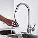 Kitchen Sink Faucet with Pull Down Sprayer Chrome, Single Handle High Arc Pull Out Kitchen Faucets, Single Level Solid Brass Bar Kitchen Faucet with Deck Plate