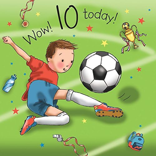 Twizler 10th Birthday Card For Boy with Footballer, Ten Year Old, Age 10, Childrens Birthday Card, Boys Birthday Card