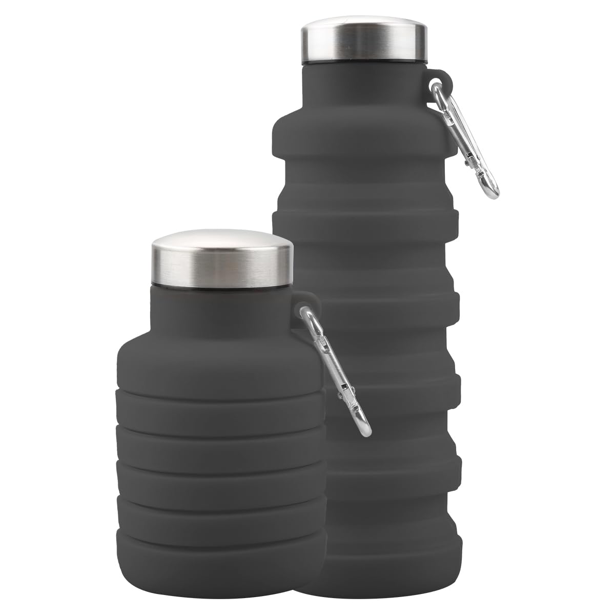 GLADFRESIT Collapsible Travel Water Bottle, 500ml Silicone Foldable Water Bottle with Carabiner, Portable Leakproof Bottle for Gym Hiking Camping