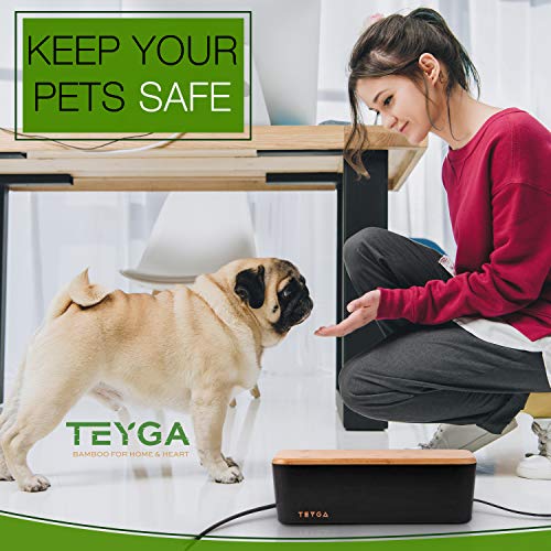 TEYGA Bamboo Cable Management Box - Stylish Cord Organizer Box Hides Power Strip and Keeps Cords Untangled - Surge Protector Cover Keeps Children Safe - Eco Friendly TV Cord Box for Home and Office - Thumbnail 5