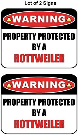 PCSCP 2 Count Warning Property Protected by a Rottweiler 9 inch x 11.5 inch Laminated Dog Sign