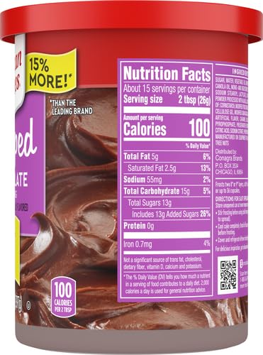 DUNCAN HINES WHIPPED CHOCOLATE FLAVORED FROSTING, 14 OZ.