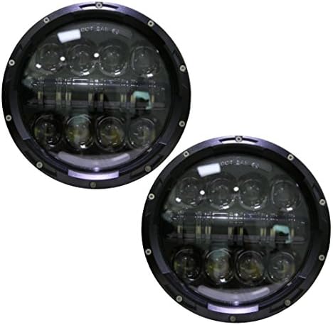 VOSICKY a pair 80W 7 Inch Led Headlight for jeep Wrangler Angle Eyes with Amber Signal Halo DRL for Harley Davidson Motorcycles (Black)