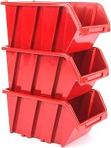 Prosperplast 33x Stacking Boxes Small Parts Plastic Red 155x100x70mm Workshop view 3