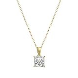 Square Cubic Zirconia Dainty Gold Necklace For