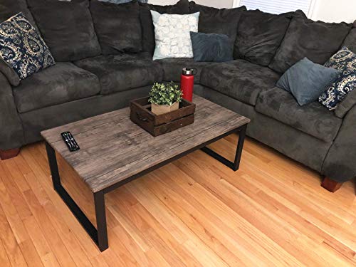 Aingoo Rustic Coffee Table with Metal Frame for Living Room Garden 43", Dark Brown CT-01 - Thumbnail 6