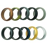 Silicone Wedding Ring for Men - 10 Pack - The Ultimate Silicone Wedding Band Set (Standard, 13)