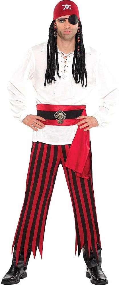 Amscan 843268 Black and Red Striped Pirate Pants, Adult Standard Size, 1 Pair: Toys & Games