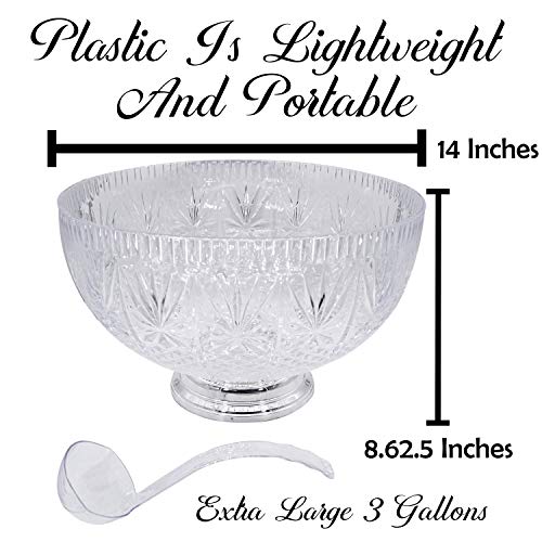Crystal Cut Plastic Punch Bowl With Ladle 3 Gallon Chrome Base For Parties Pricepulse