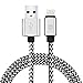 Lightning Cable,[2-Pack] 3ft/1m USB Cable Nylon Braided tangle-free High Speed Data Sync Charger cord with Aluminum Heads for Apple iPhone 6/6s/5/5s/5c Plus iPad iPod iPad Air Mini (silver)