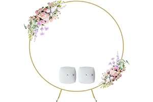 LEJOY GARDEN Round Backdrop Stand,6.6 Feet Circle Ballon Arch with Base,Metal Frame for Ceremony,Wedding Birthday Party Baby Shower Decoration,Indoor and Outdoor,Gold