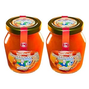 2 Gläser Rügener Inselfrische Sanddorn Fruchtaufstrich pur mit extra viel Frucht, 220 g