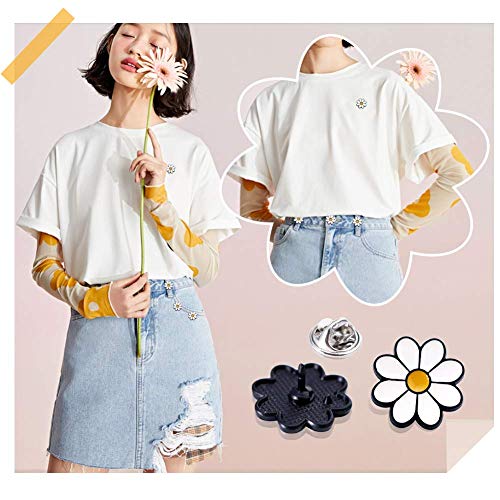 Joyci 10-Pack Women Brooch Lapel Pins Novelty Sunflower Daisy Safety Push Pin Buckle for Shirt Hat Cardigan Sweater Decorate Tie Tacks Pin Back Clutch (Daisy White)
