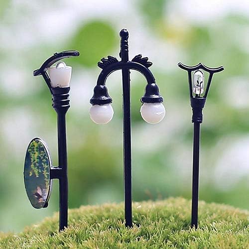 chowying 5Pcs Garden Ornament Fairy Dollhouse Decor Miniature Streetlight Craft Plant Pot