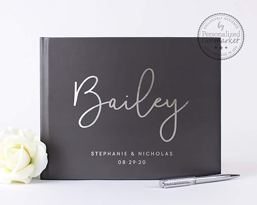 Amazon Com Personalized Wedding Guest Book Bridal Shower Engagement Gift Or Photo Album With Real Foil Hardcover 10x8 Inches Home Kitchen