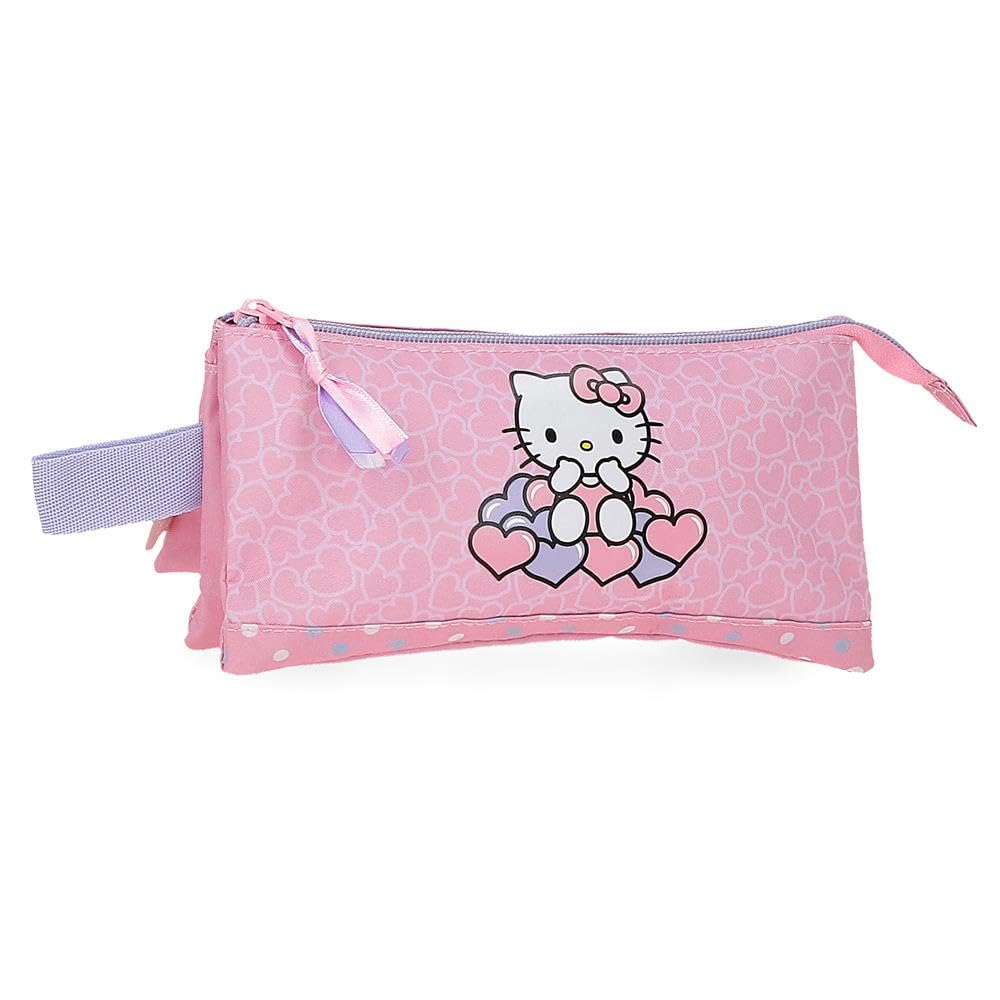 Hello Kitty Hearts & Dots, School Bag, Shoulder Bag, Made of Polyester, Pink, Triple Case