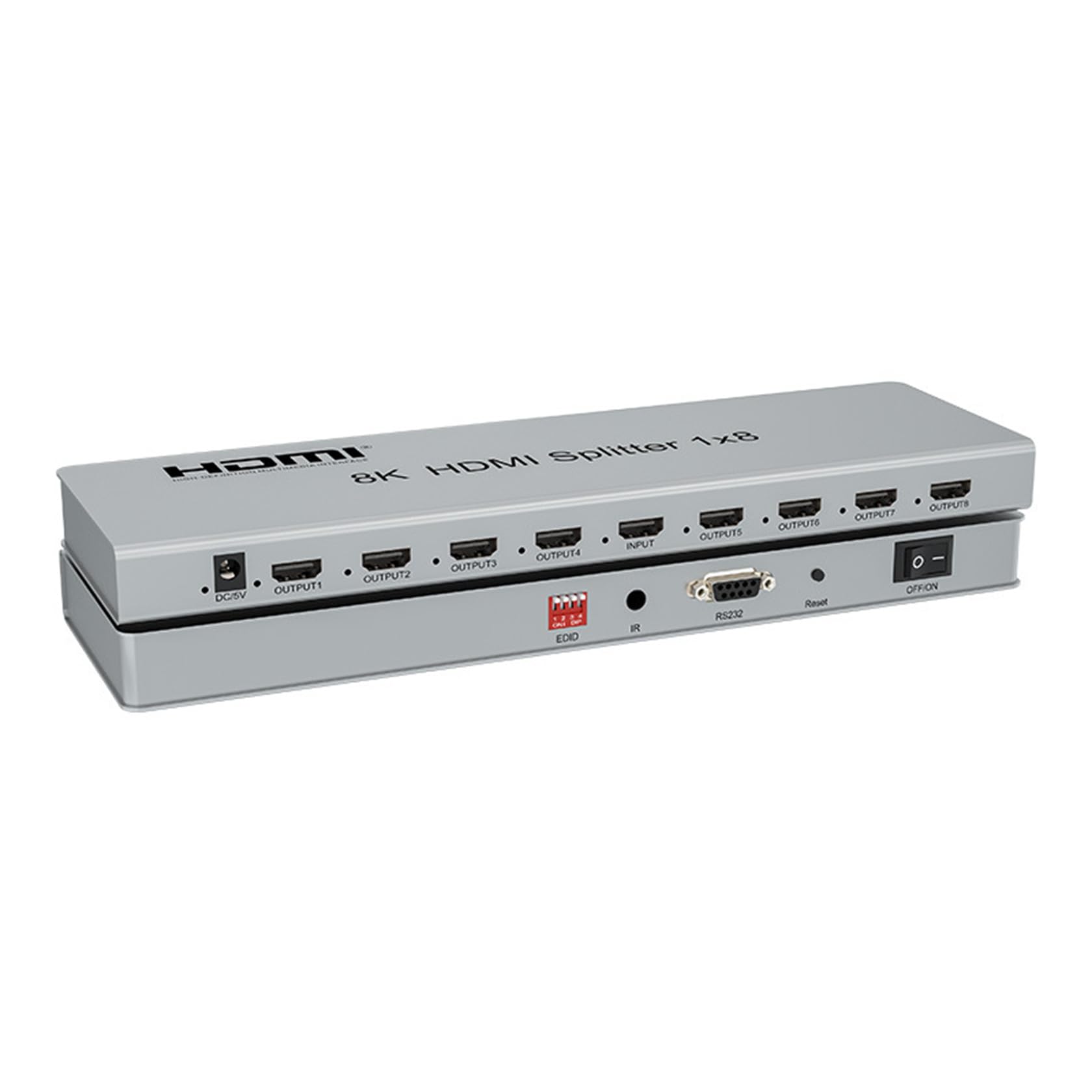 8K 60Hz HDMI Splitter 1x8, 1 In 8 Out HDMI Video Splitter Audio Video Converter With EDID downscaling for DVD PS4 Camera PC HDTV (1X8)