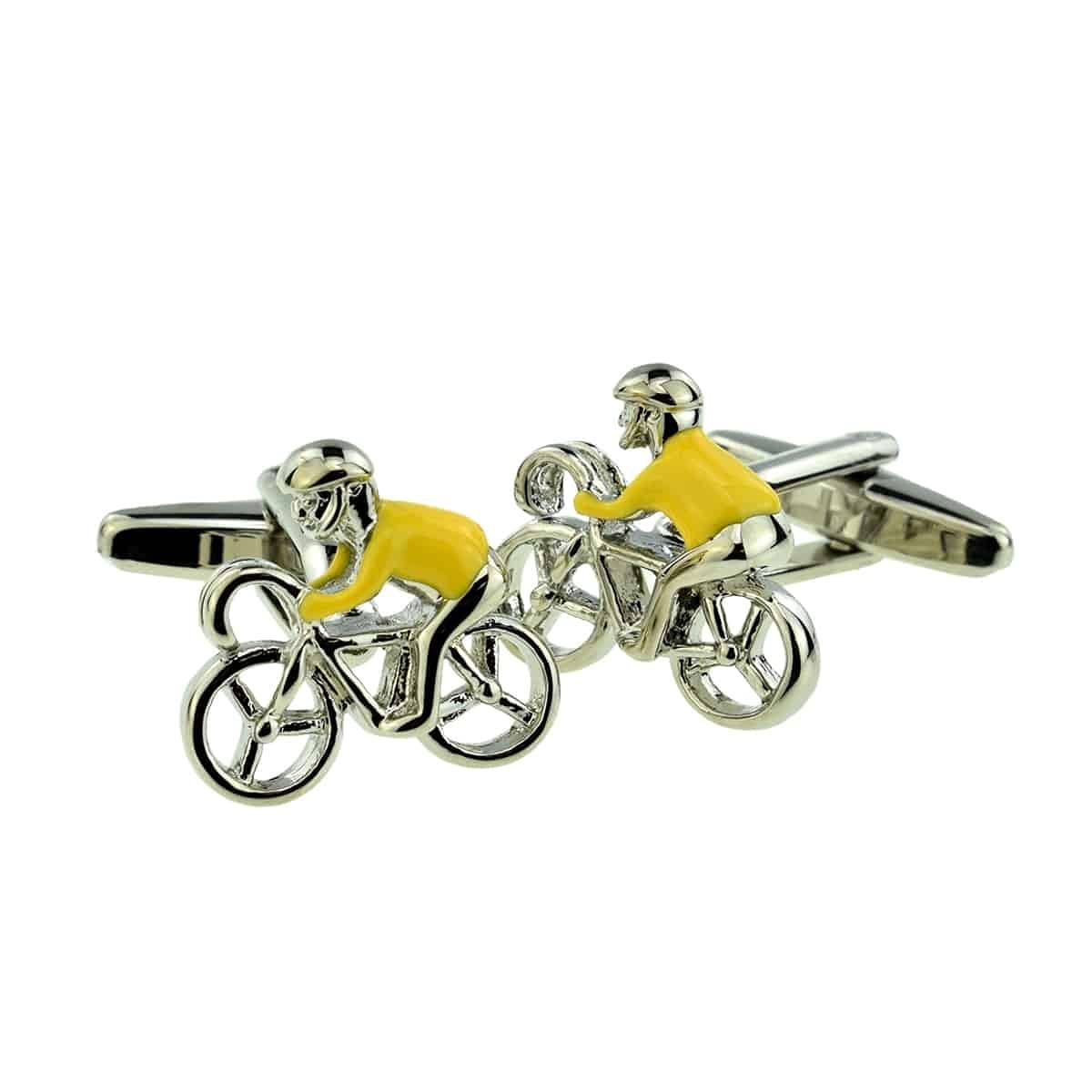 Ashton and Finch Cyclist in Winners Yellow Jersey Cycle Cufflinks for Men Novelty Cycling Bicycle Gifts and Presents