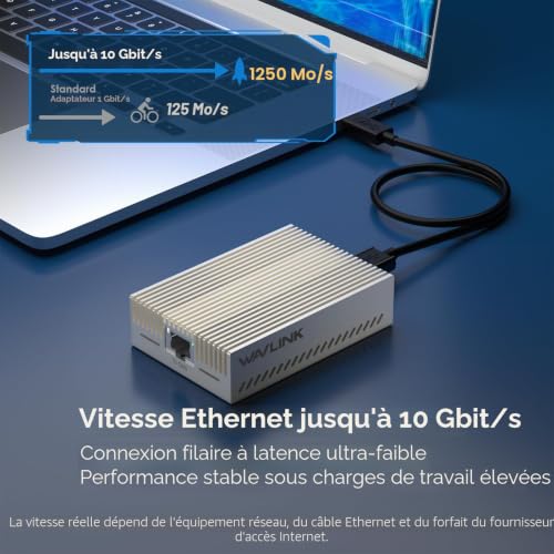 WAVLINK Ethernet Adapter [1x] 10G for Thunderbolt 3/4/5 and USB4-10GbE RJ45 with AQC113-B1 Chip, Compatible with MacBook Pro, Windows 11, Linux, ChromeOS, 10G/5G/2.5G Auto-Negotiation