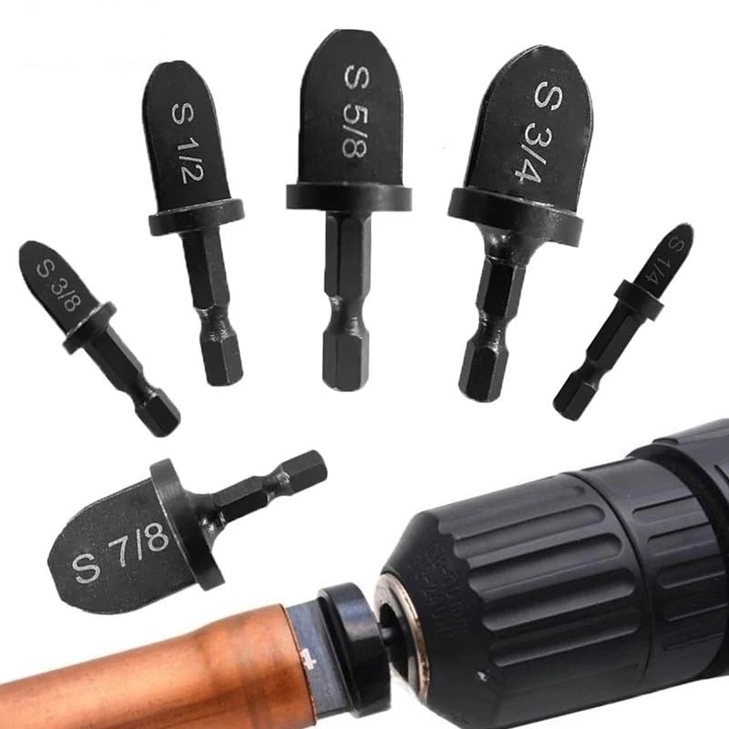 Uadme Swaging Tool HVAC, 6Pcs Copper Pipe Expander with 1/4" Hex Shank, Air Conditioner Tube Swage Tool with 1/4", 3/8", 1/2", 5/8", 3/4", 7/8" Tubing Bits