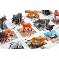 Curious Minds Busy Bags Montessori Safari Animal Match - Miniature Figurines with 2 Part Matching Cards