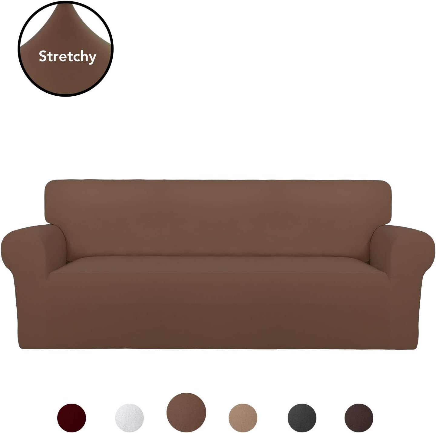 PureFit Super Stretch Chair Sofa Slipcover – Spandex Non Slip Soft Couch Sofa Cover, Washable Furniture Protector with Non Skid Foam and Elastic Bottom for Kids, Pets （Sofa， Dark Gray）: Home & Kitchen