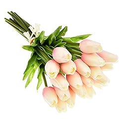 WAQIA 30 pcs Real-Touch Artificial Tulip Flowers