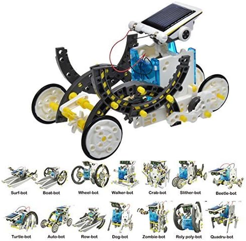 iLoonger 14-in-1 Solar Robot Assembly Rechargeable Kids Learning Toy Kit Educational Gift Mechanics Robotics