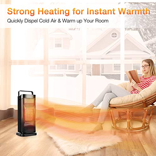 Space Heater for Office - Electric Ceramic Personal Small Portable Desk Tower Heater Fan W/ 120° Oscillating, Thermostat, Fast Heating, Overheat & Tip-over Protection, Ideal for Room Home Indoor Use