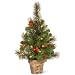 National Tree 2 Foot Crestwood Spruce Tree with Silver Bristle, Cones, Red Berries, 35 Clear Lights in Bronze Pot (CW7-306-20)