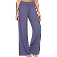 ZOOSIXX Soft Black Pajama Pants for Women, Wide Leg Comfy Casual Lounge Yoga Capri Pants 22'' / 30''