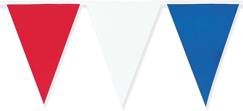 Amscan 12173 Red White Blue Plastic Pennant Bunting 36m