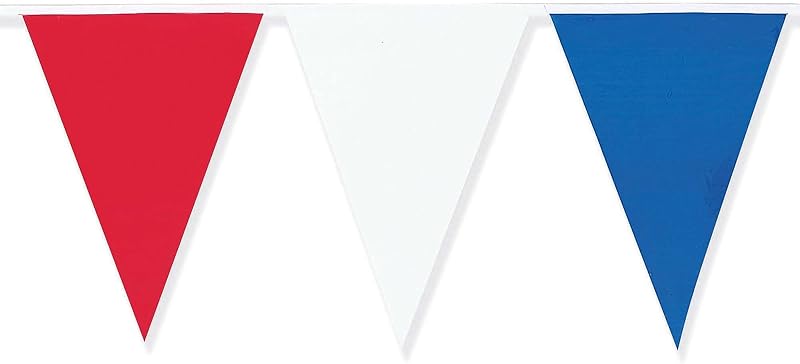Amscan 12173 Red White Blue Plastic Pennant Bunting 36m
