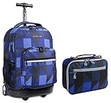 J World Block Navy Sunrise Roller Backpack Back Pack and Cody Lunch Bag Bundle Set