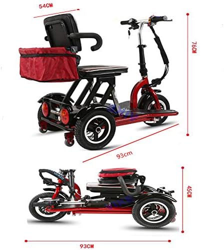 Mini Folding Electric Tricycle, 3-Speed Shift Dual Brake High-efficient Motor Strong Power Leisure Scooter for Old Ages or Disabled