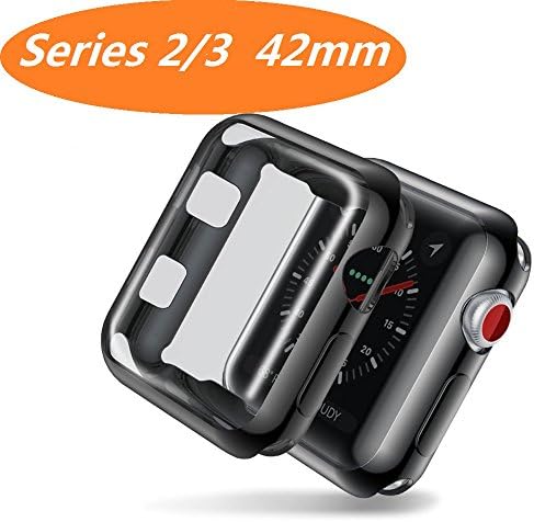 Luka Tech Watch 3 Case Buit in TPU Screen Protector All-Around Protective Case High Defination Clear Ultra-Thin Cover Compatible Replacement for iwatch Series 3/2(42 mm,not Water Resistant) Black