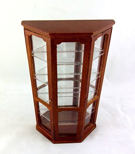 Dollhouse Miniature 1:12 Scale Walnut Mirrored Curio Cabinet #T6074