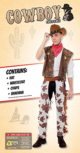 Bristol Novelty AC623 Cowboy Costume and Cow Print Chaps, White, 44-Inch