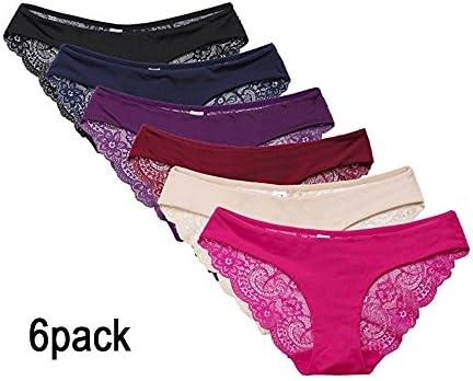 Muledy Women's Sexy Lingerie Underwear Lace Thong Panties hipster 6Pack (XXL Fits Hip 44"-45.5", 6pack)