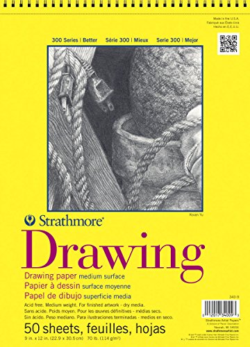 Strathmore 340-11 300 Series Drawing Pad, 11"x14" Wire Bound, 50 Sheets