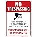 Video Surveillance No Trespassing Sign, CCTV Security Camera, 10x14 Heavy 0.40 Aluminum, UV Protected, Weather/Fade Resistant, Easy Mounting, Indoor/Outdoor Use, Made in USA
