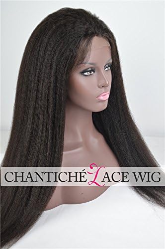 Chantiche Glueless Italian Yaki Silk Top 4x4" Full Lace Wigs For Black Women Best Indian Remy Human Hair Wigs with Baby Hair 130 Density Medium Size Cap 14inches #1B