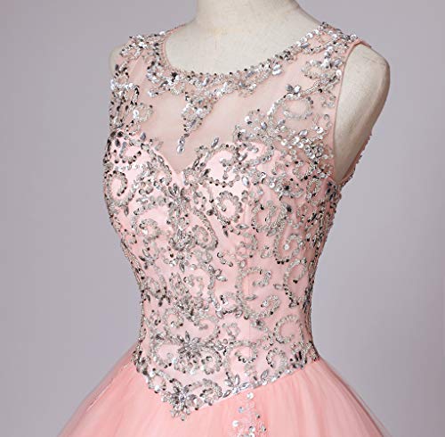 Gorgeous Long Prom Dreses Girls'Ball Gown Beads Quinceanera Dresses BD084 Pink