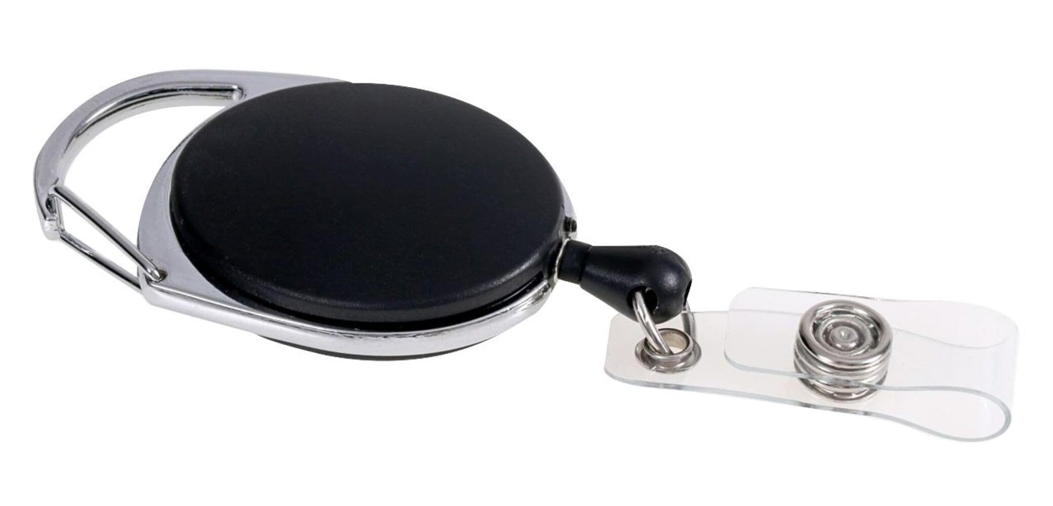 Europel Badge Reel with Carabiner, 80cm Cord, with Push Button, Black (Pack of 10) | for Name badges, Pass holders, Schools, Offices, Conferences | 121284