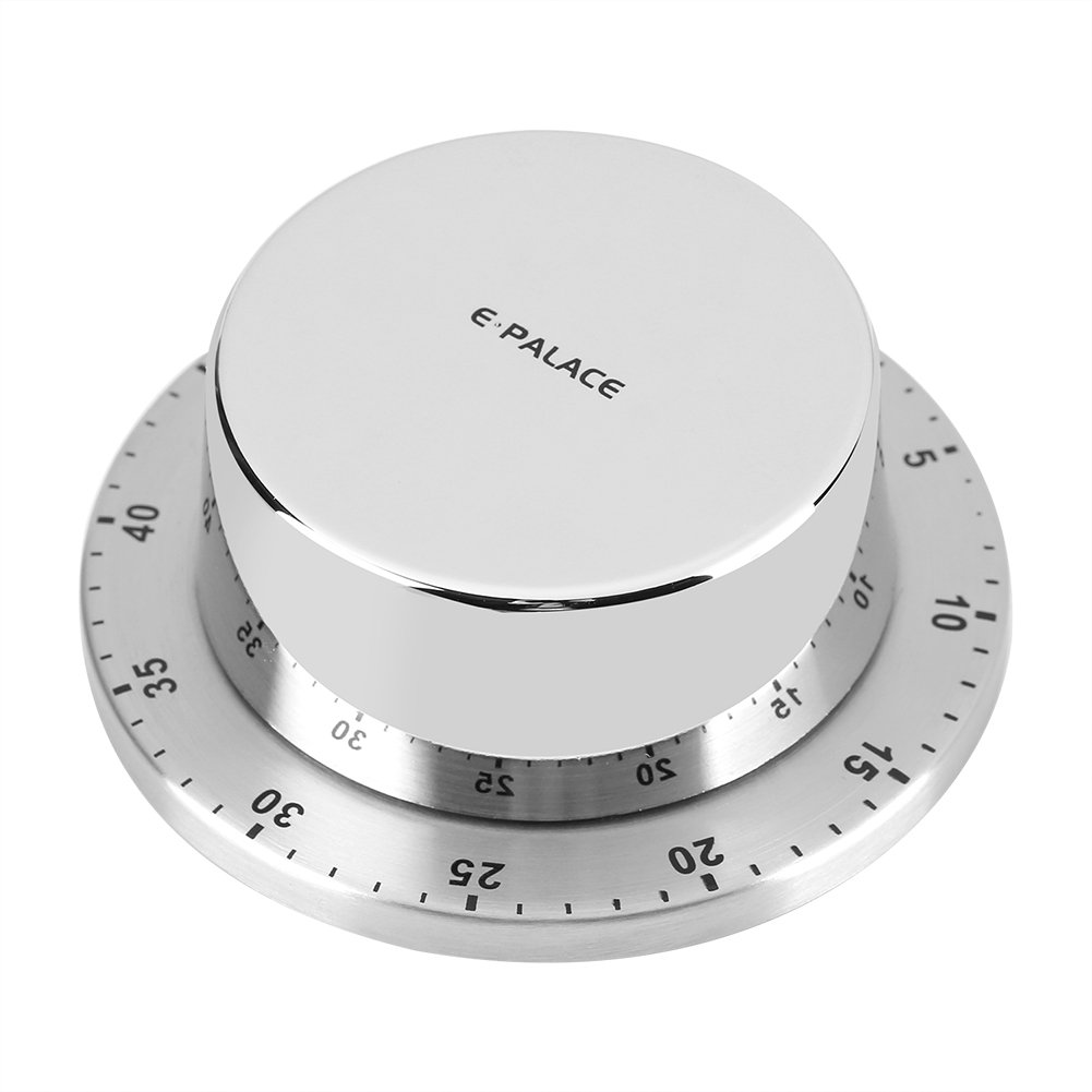 Haofy Mechanical Kitchen Timer with Magnet Base, Perfect for Backing and Cooking, Alarm, Stainless Steel Manual Timer 60 Minutes(Silver)