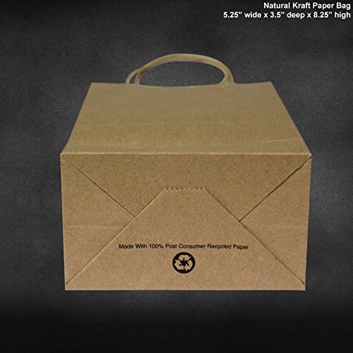 Flexicore Packaging 5.25"x3.25"x8" - 50 pcs-Brown Natural Kraft Paper Bags, Shopping, Merchandise, Party, Gift Bags